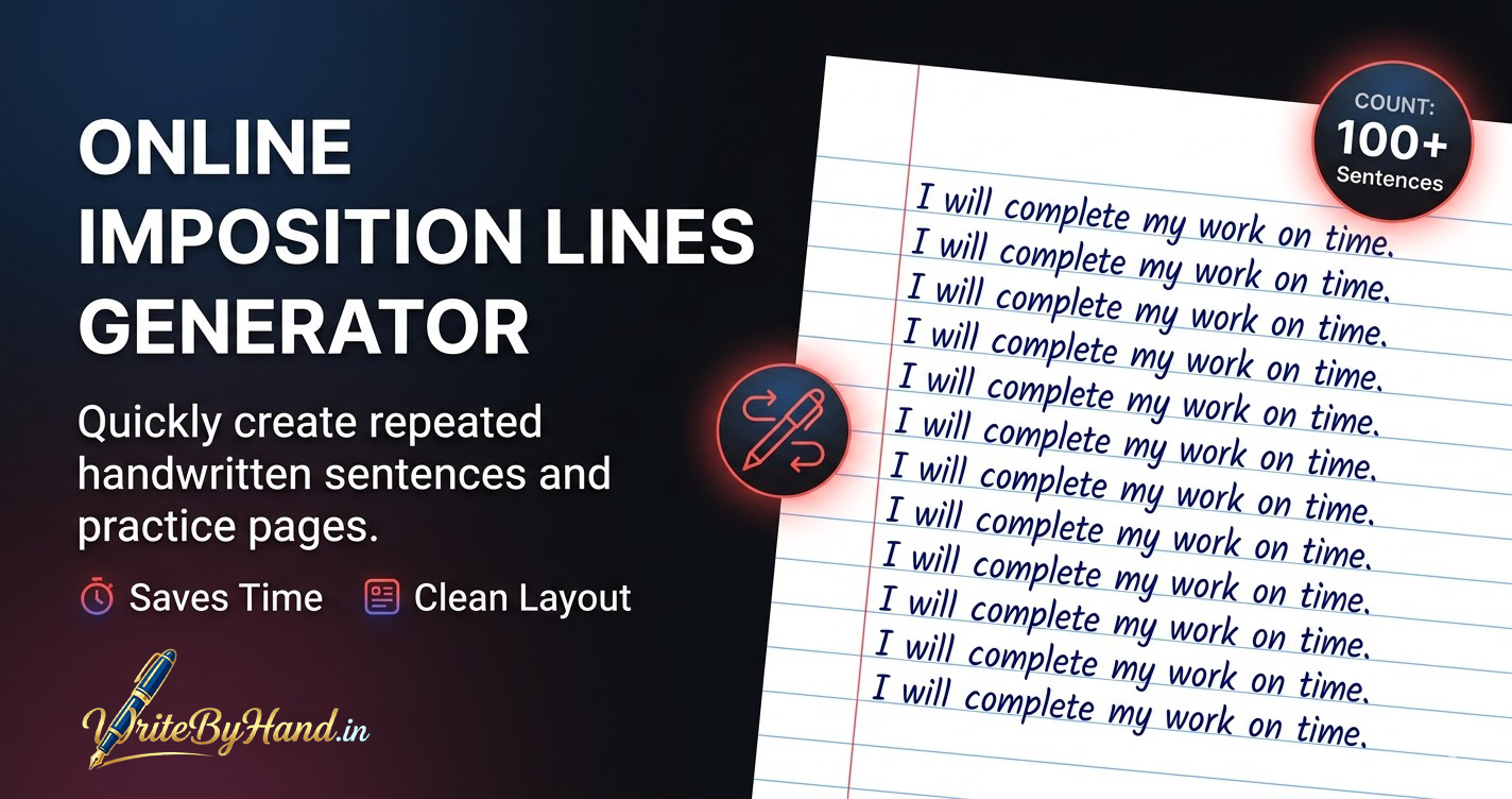 Imposition Lines Generator | Repeat Sentences Online | WriteByHand.in