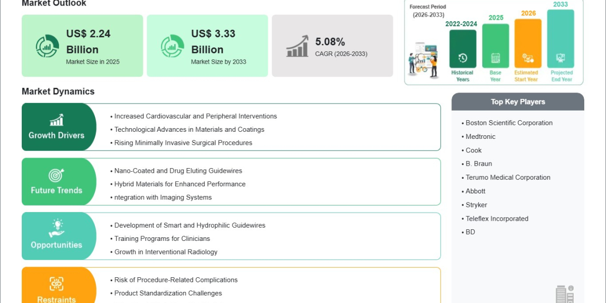 Guidewires Market Valued at US$ 2.24 Billion in 2025 Set to Surge to US$ 3.33 Billion by 2033
