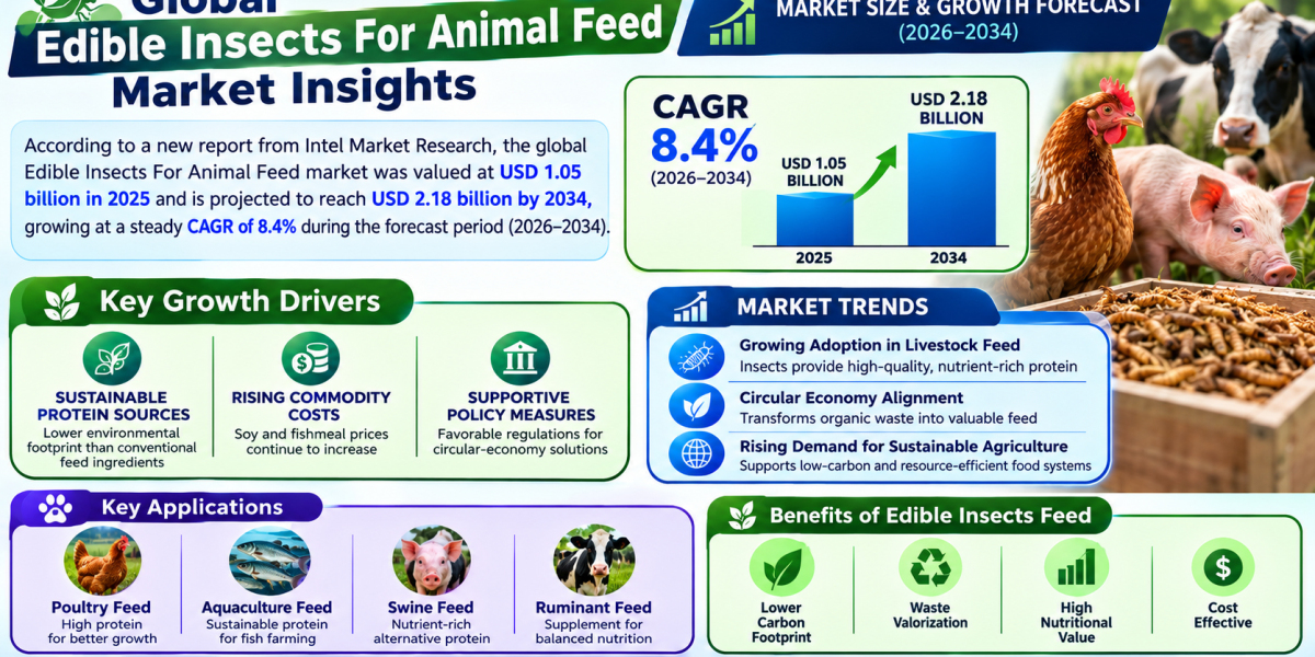 Edible Insects For Animal Feed market was valued at USD 1.05 billion in 2025 and is projected to reach USD 2.18 billion 