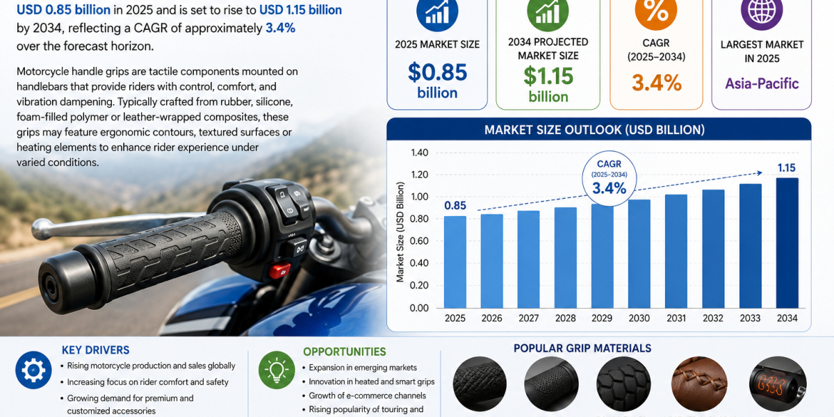Global motorcycle handle grip market size was valued at USD 0.85 billion in 2025